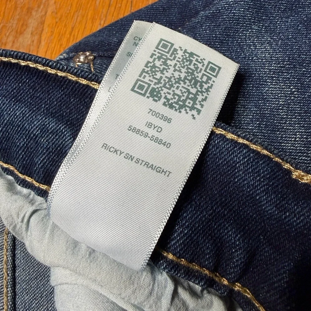 True Religion Men's 34x34 Ricky Jeans Relaxed Straight Blue Dark Wash‎